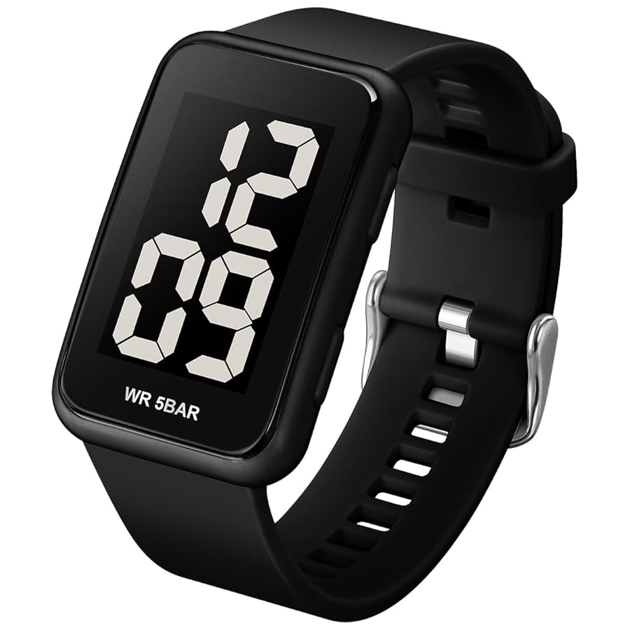 bocodec 凹凸　Low Gauge Big Watch Fogitbok Extra Large Numbers Black Watch for Men, Waterproof